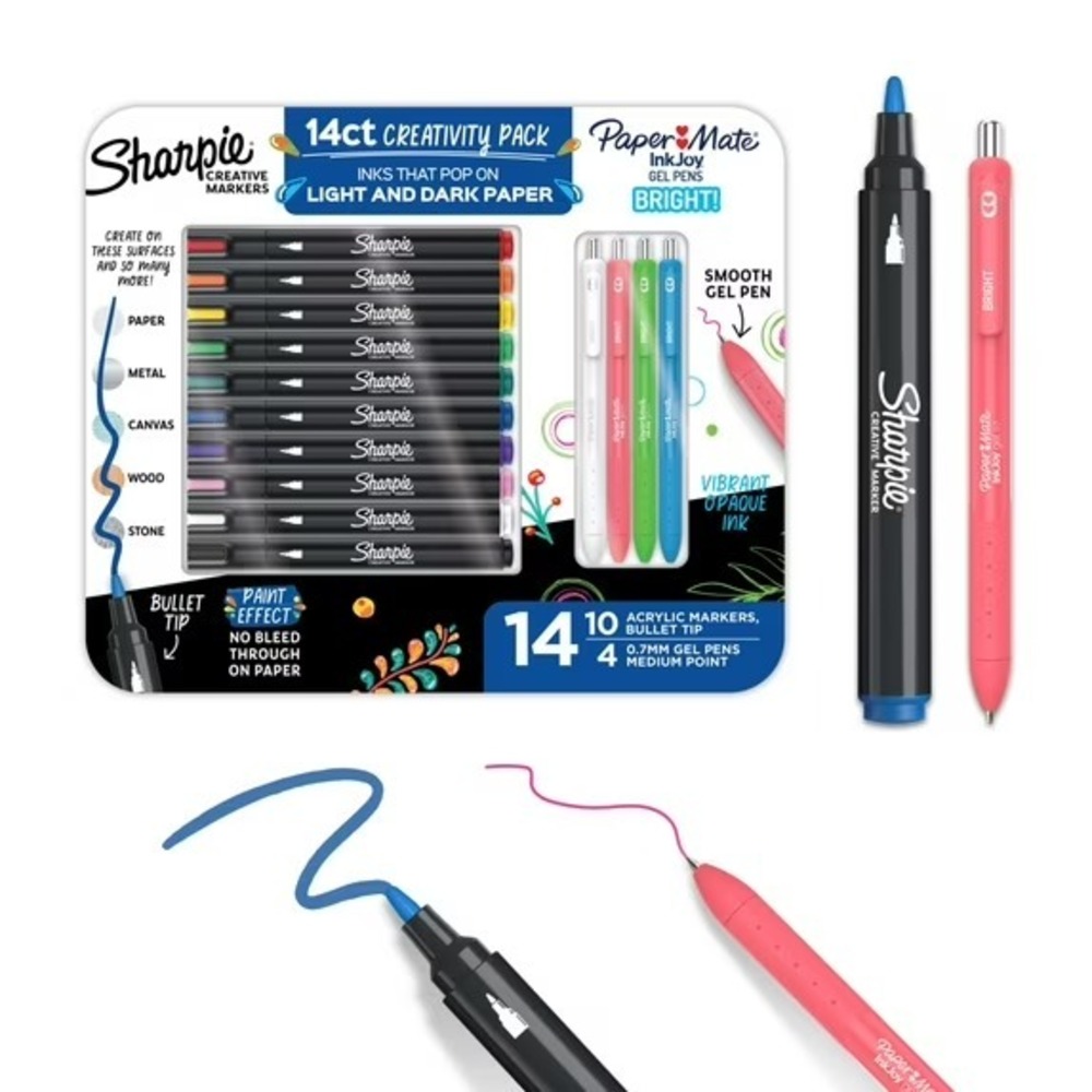 Sharpie Creative Markers and Paper Mate InkJoy Bright Gel Pens (14 Count) NEW